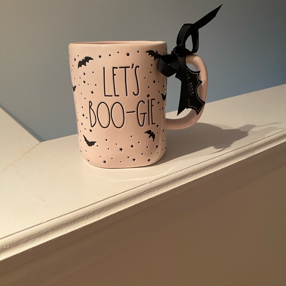 Rae Dunn  light Pink Artisan Mug “ Let’s Boo-Gie” NWT Halloween